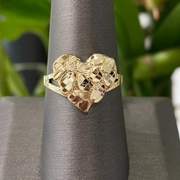 Jewelry 1k Yellow Gold Large Size Nugget Heart Ring Poshmark